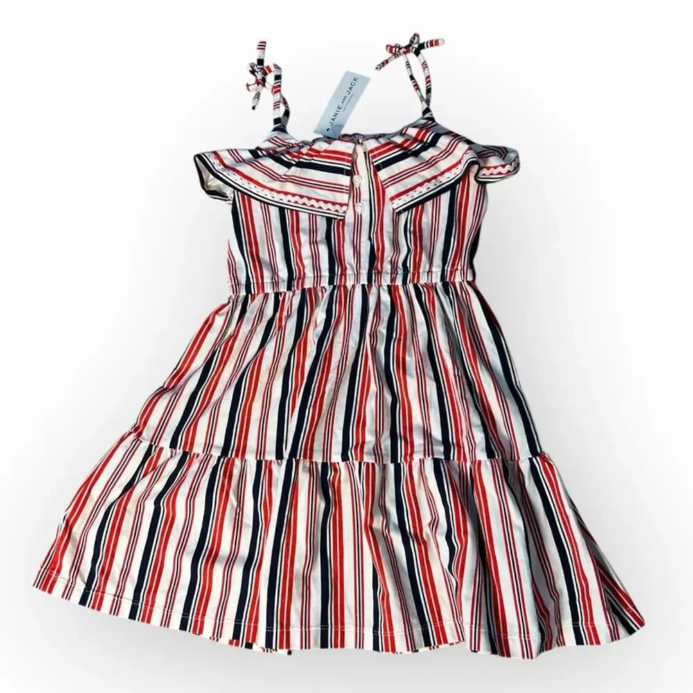 Janie and Jack Americana girls New Nautical sundress, Red, Blue, White- 6 - Picture 6 of 9